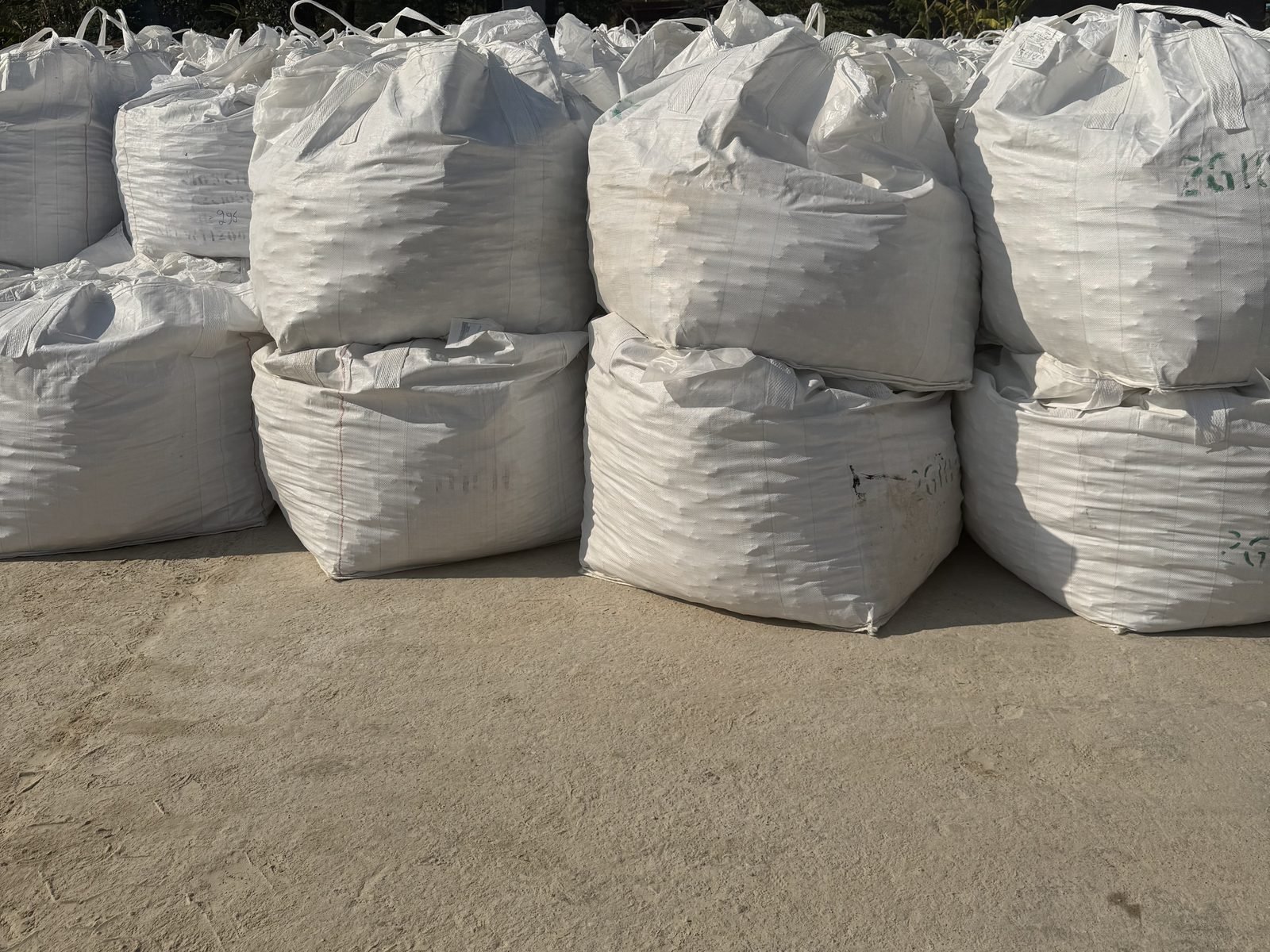 Fluorspar big bags staged in the packing yard