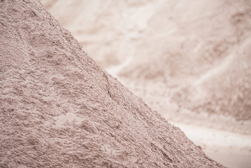 Close-up of a fluorspar stockpile